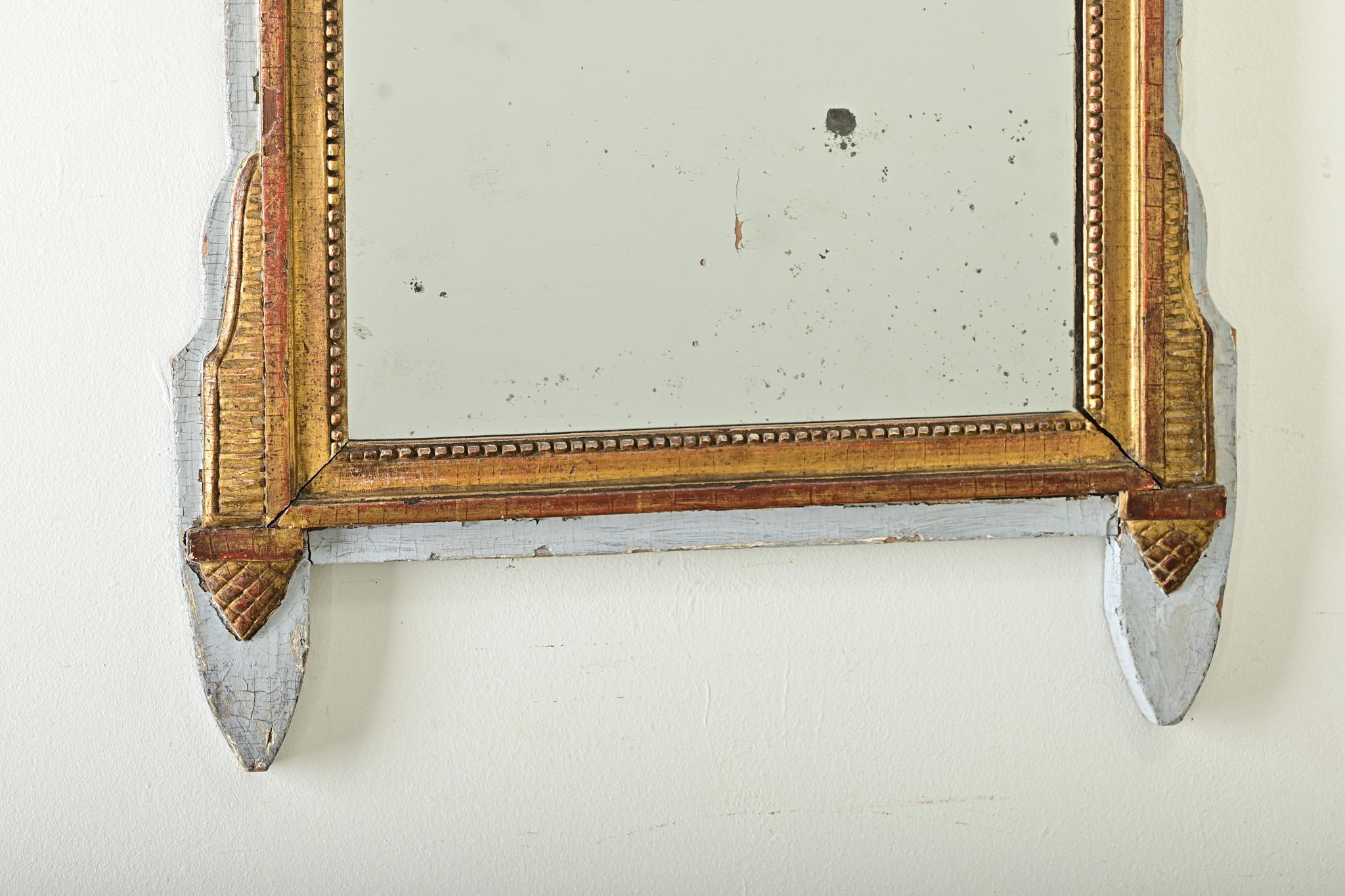 French 18th Century Louis XVI Gilt & Painted Trumeau In Good Condition For Sale In Baton Rouge, LA