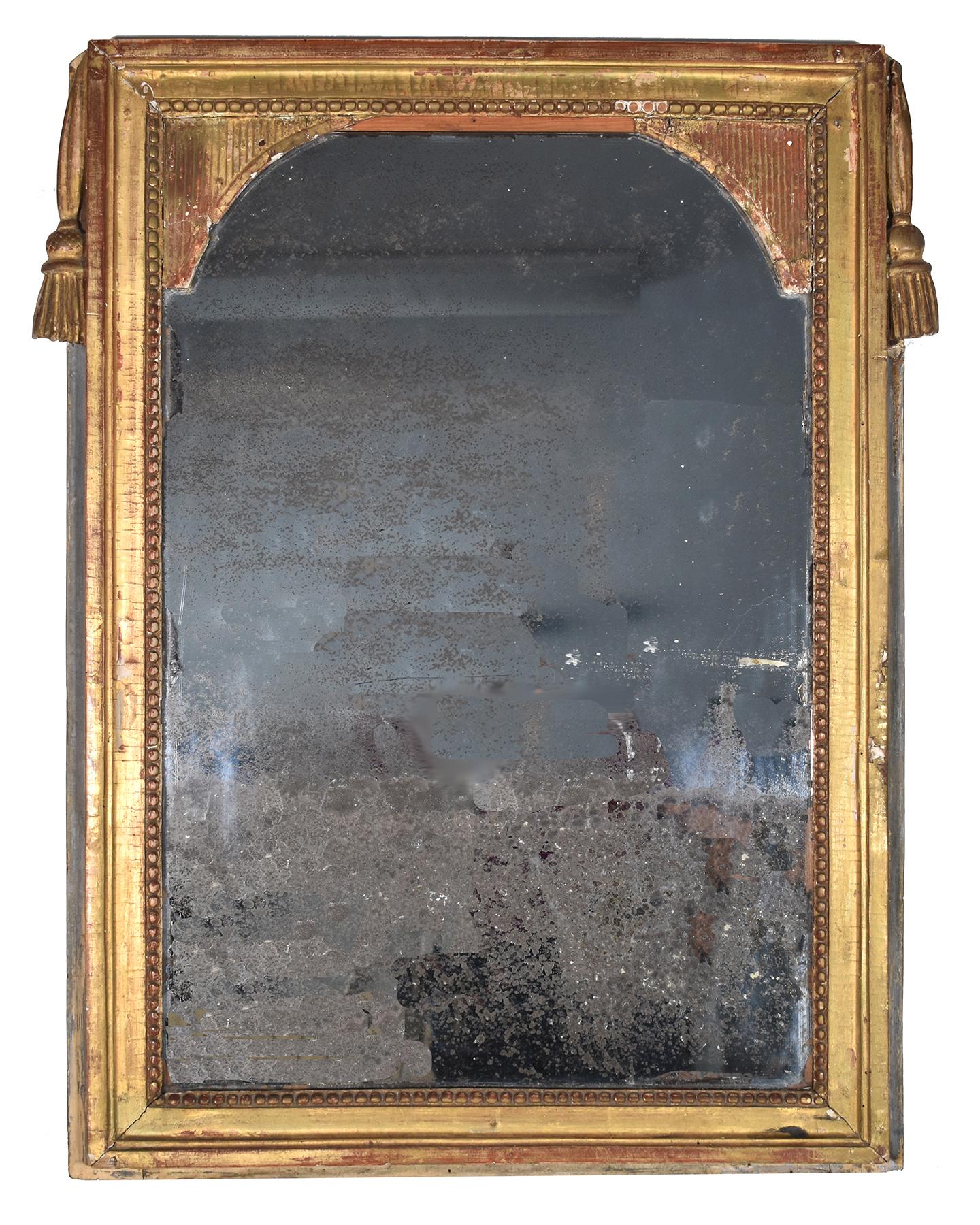 18th Century Louis XVI Gold Gilt Mirror   In Fair Condition In New Orleans, LA