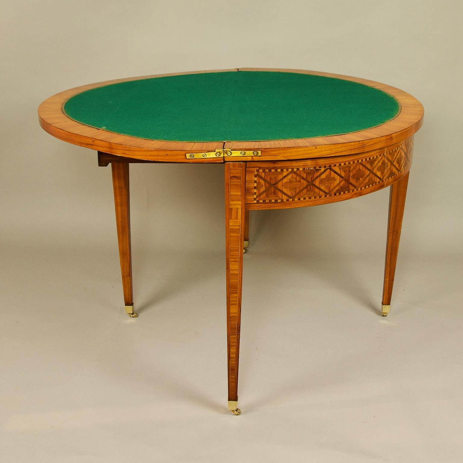 French 18th Century Louis XVI Marquetry Demilune Fold-Over Game Table 3