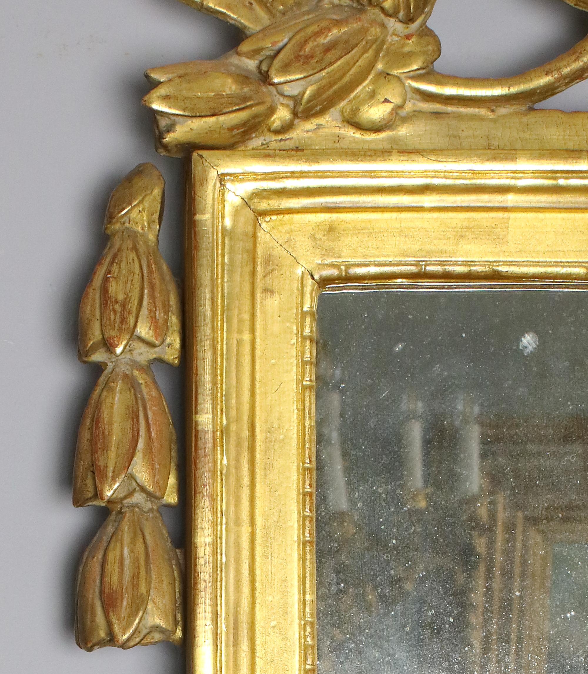 French 18th Century Louis XVI Neoclassical Giltwood Love Symbol Wall Mirror 2