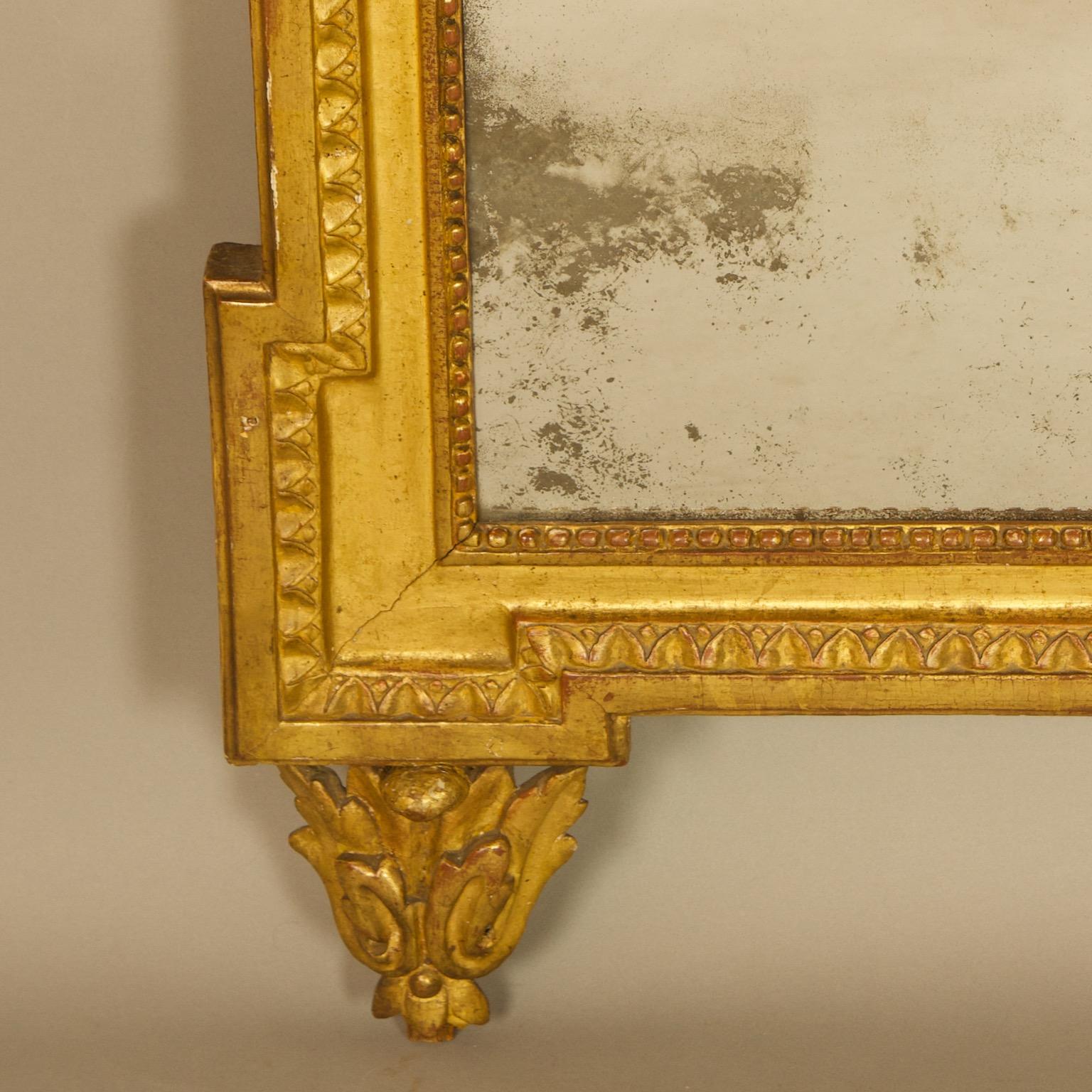 French 18th Century Louis XVI Neoclassical Giltwood Vase Motif Wall Mirror 5
