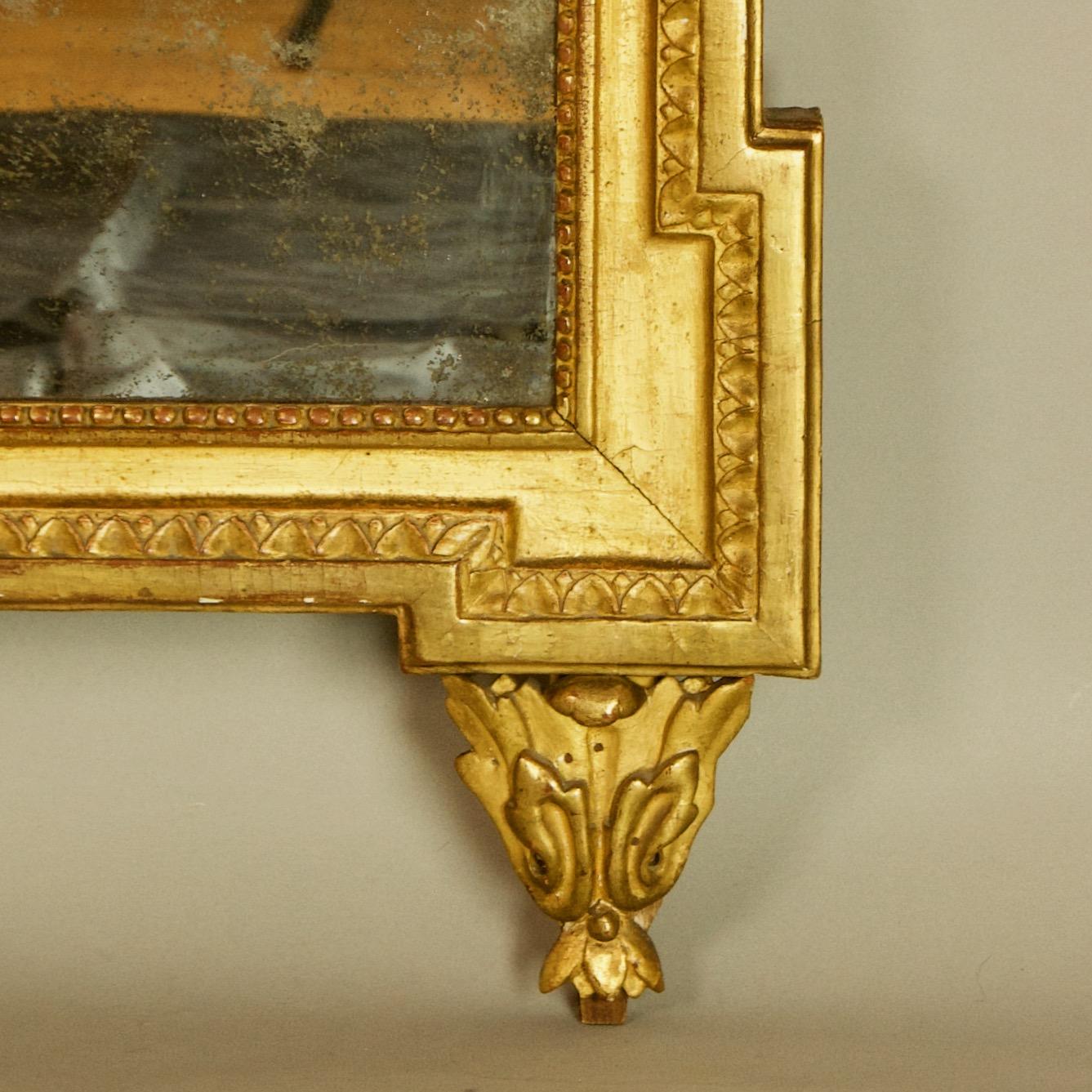 French 18th Century Louis XVI Neoclassical Giltwood Vase Motif Wall Mirror In Good Condition In Berlin, DE