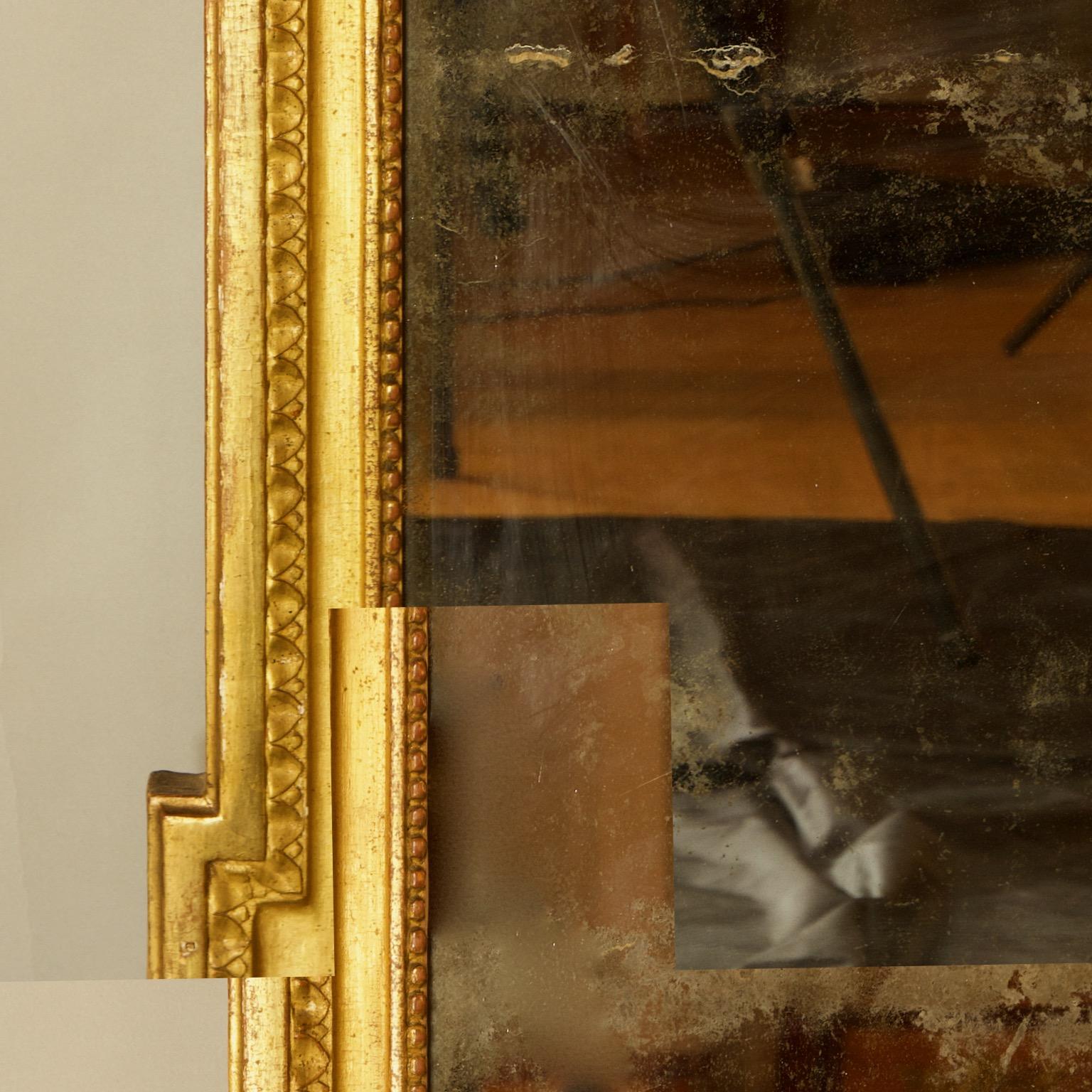 French 18th Century Louis XVI Neoclassical Giltwood Vase Motif Wall Mirror 1