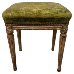 French 18th Century Louis XVI Painted Stool / Upholstery Seat