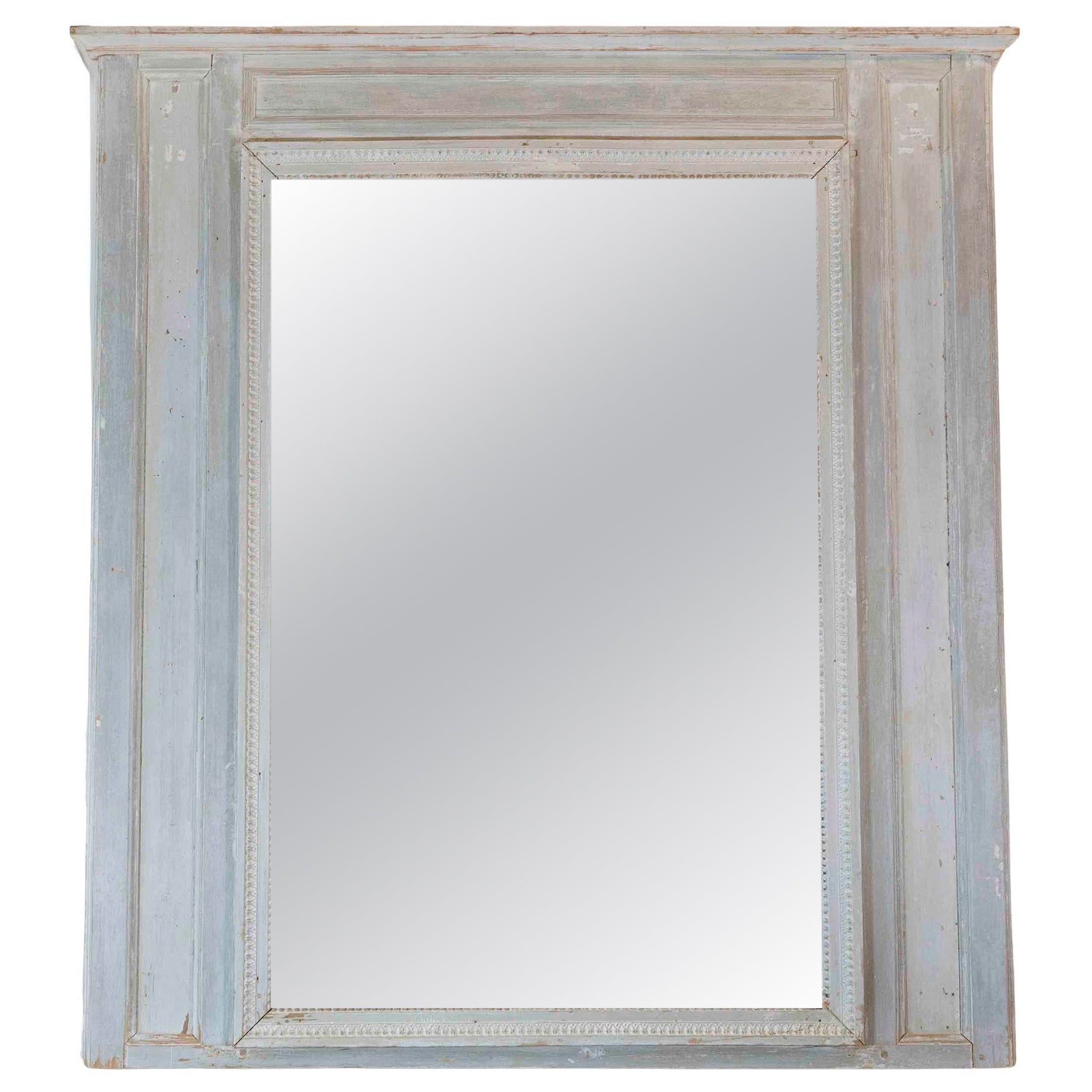 French 18th Century Louis XVI Painted Trumeau Mirror For Sale