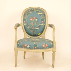 Poltrona francese in legno dipinto Luigi XVI del XVIII secolo di Georges Jacob