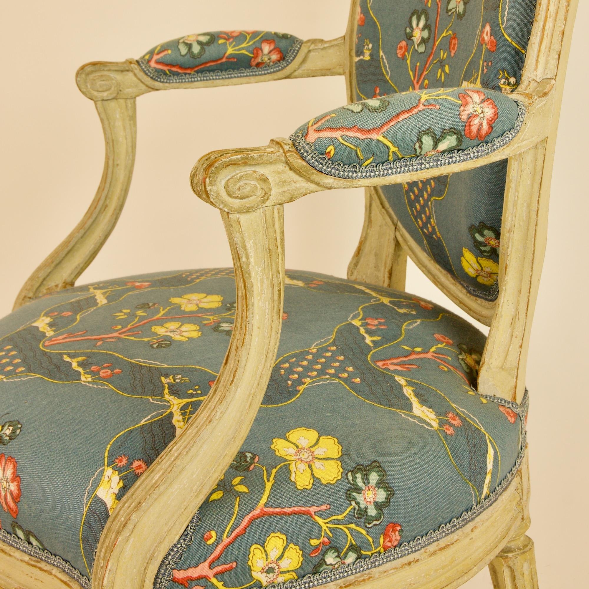 Französischer Louis-XVI-Sessel aus bemaltem Holz von George Jacob, 18. Jahrhundert im Angebot 1