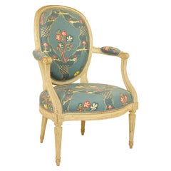 French 18th Century Louis XVI Painted Wood Armchair by George Jacob