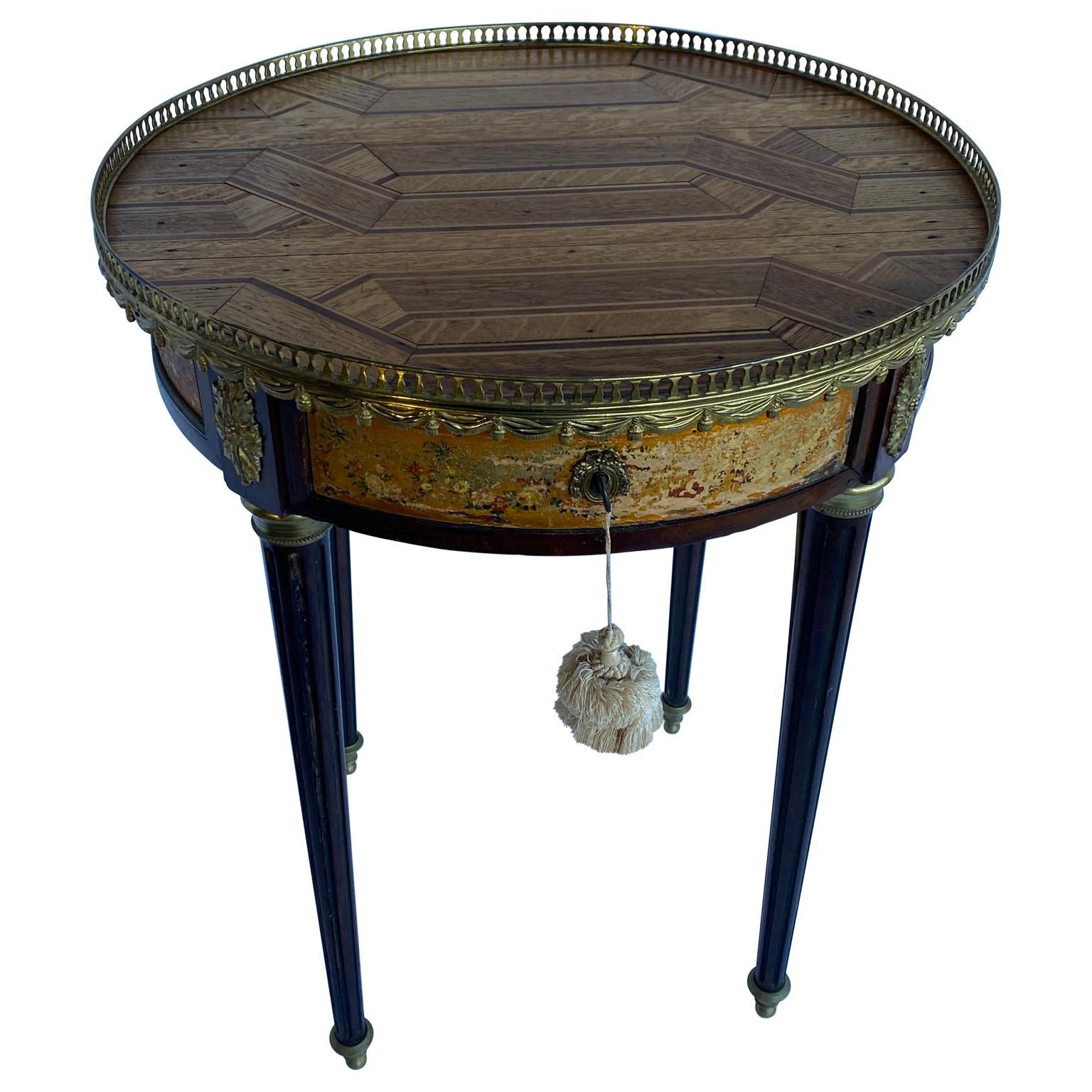 French 18th Century Louis XVI Parquet Bouillotte Side Table In Good Condition For Sale In Haddonfield, NJ