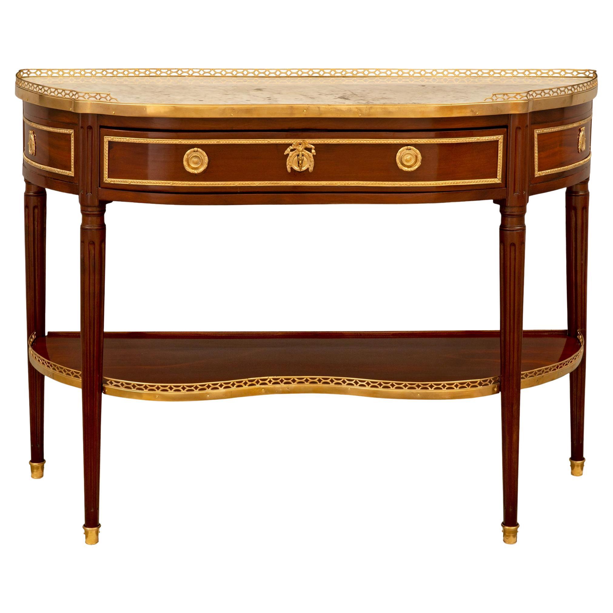 French 18th Century Louis XVI Period Console Table, Signed J. Caumont JME For Sale