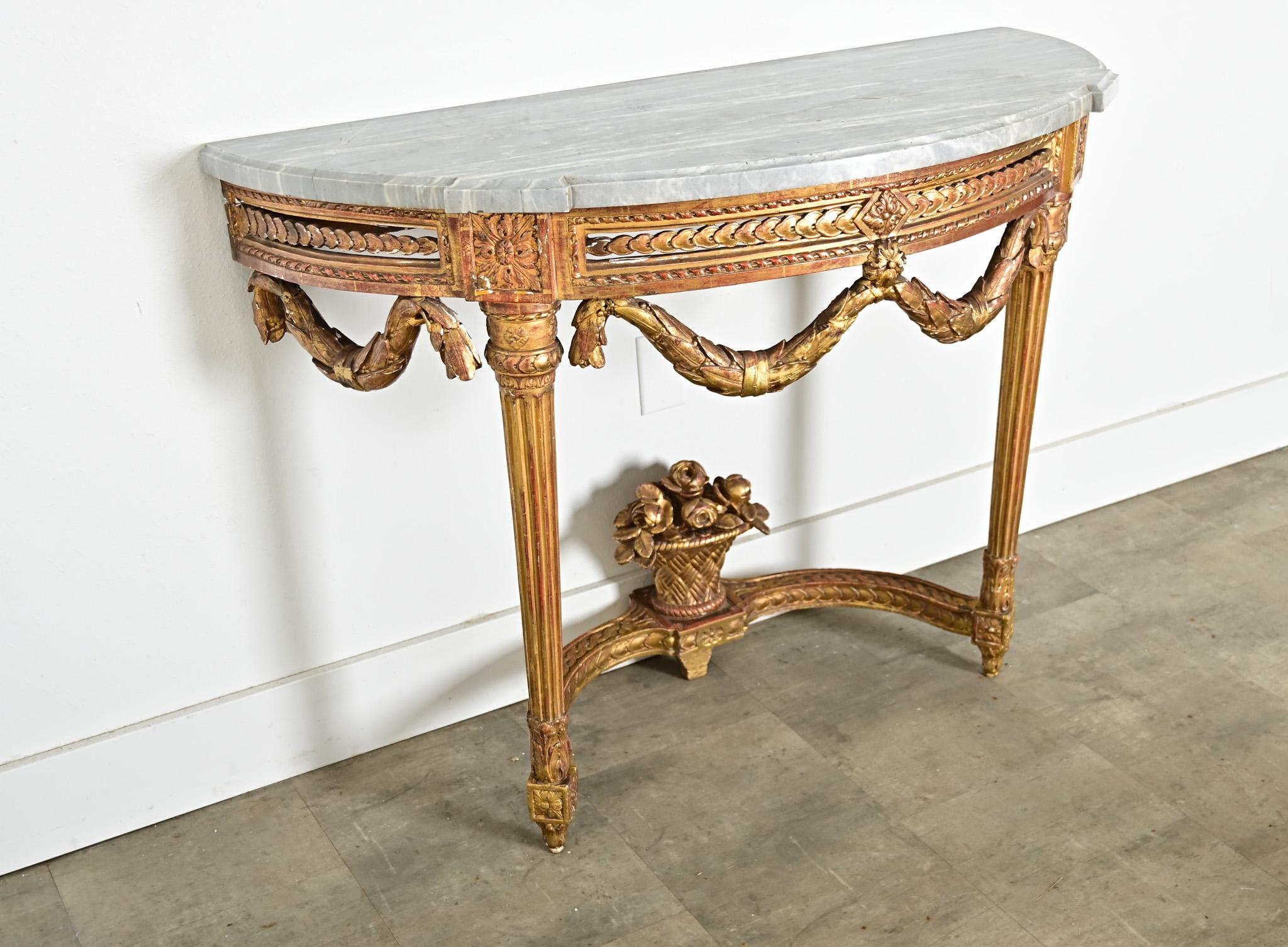 Französisch 18. Jahrhundert Louis XVI Periode Demilune Konsole (18. Jahrhundert und früher) im Angebot