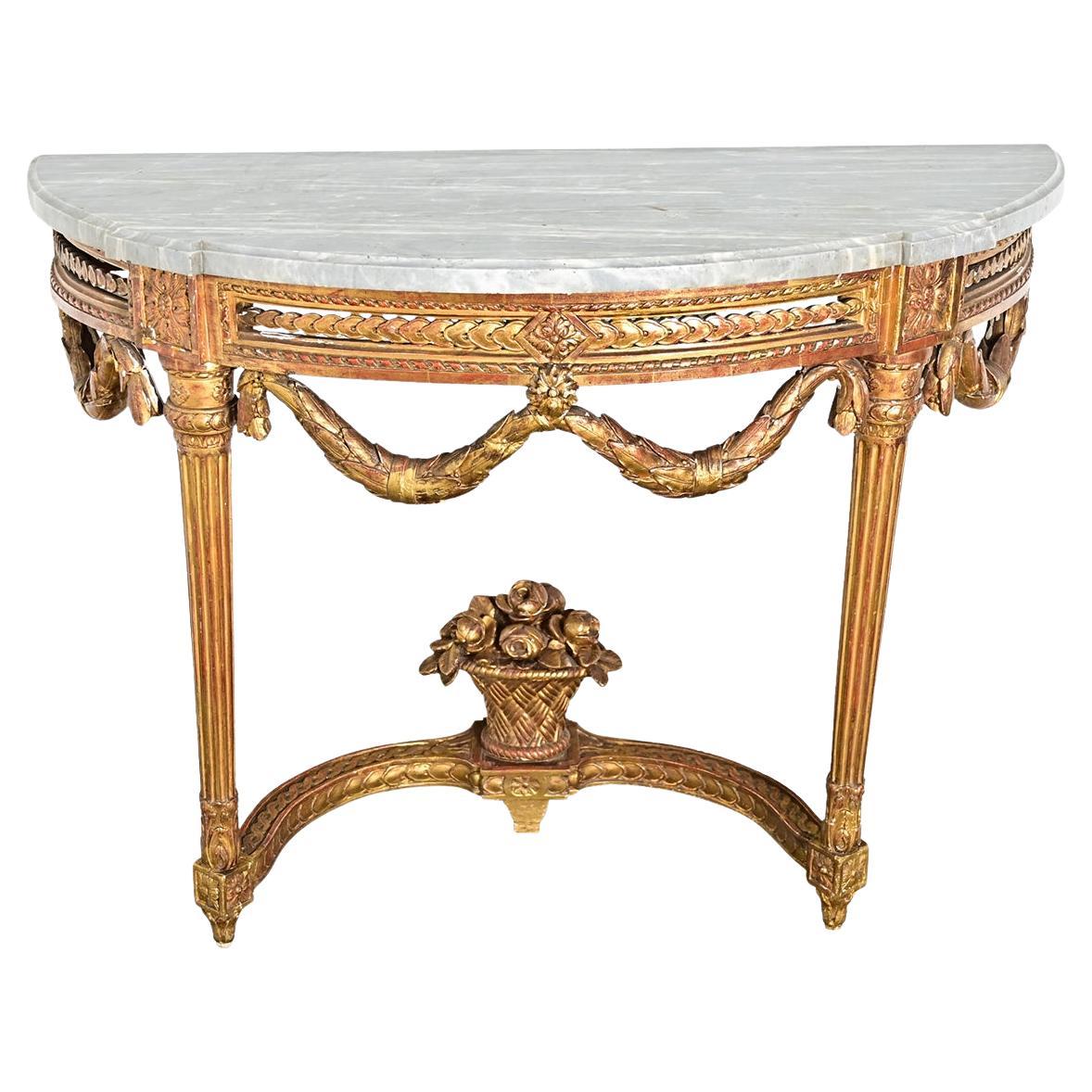 French 18th Century Louis XVI Period Demilune Console