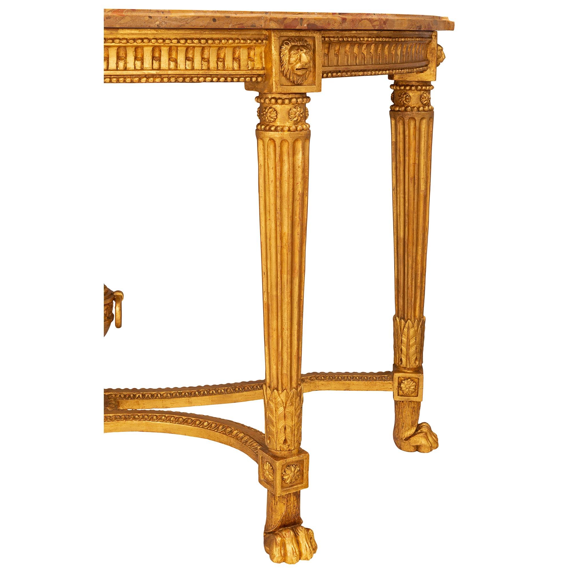 French 18th Century Louis XVI Period Giltwood and Brèche D’alep Marble Console For Sale 1