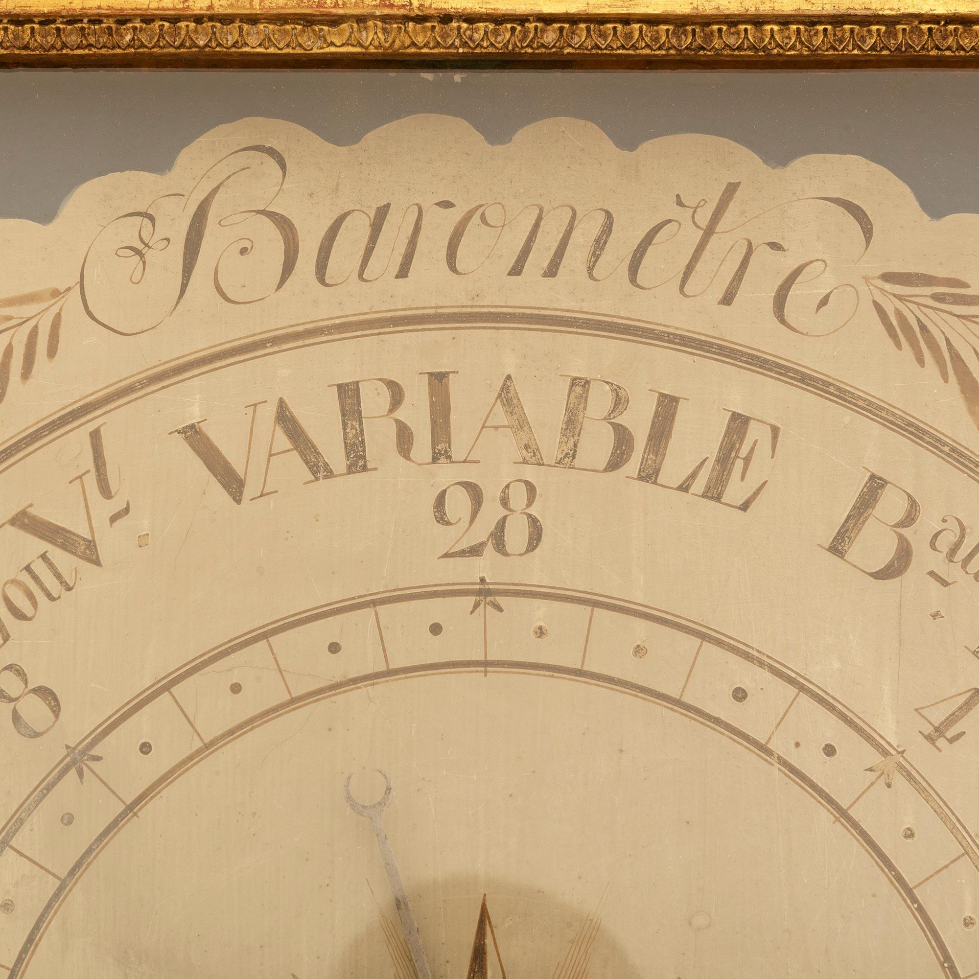 French 18th century Louis XVI Period Giltwood barometer, signed Lepage 1767 For Sale 3