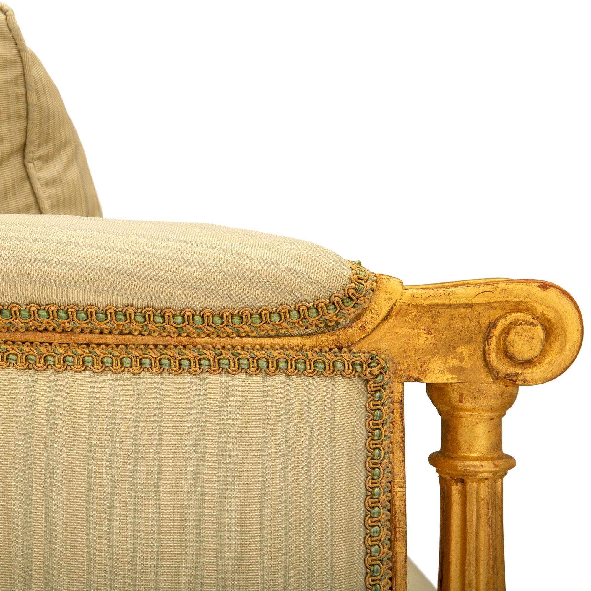 French 18th Century Louis XVI Period Giltwood Canapé Settee For Sale 1