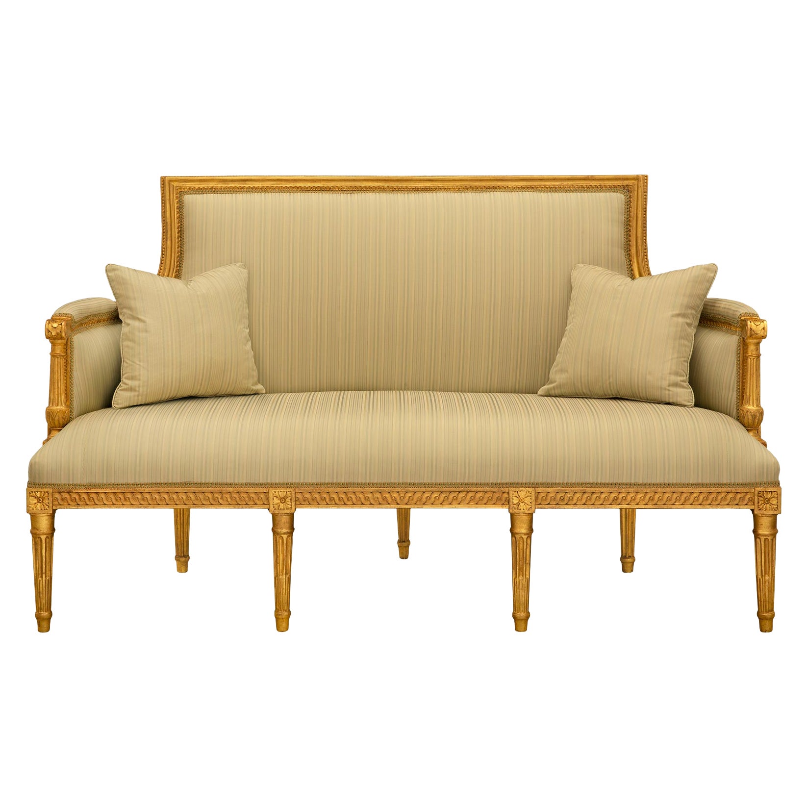 French 18th Century Louis XVI Period Giltwood Canapé Settee