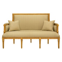 French 18th Century Louis XVI Period Giltwood Canapé Settee