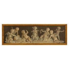 Antique French 18th century Louis XVI Period Grisaille painting, signed M. Sauvage 1787