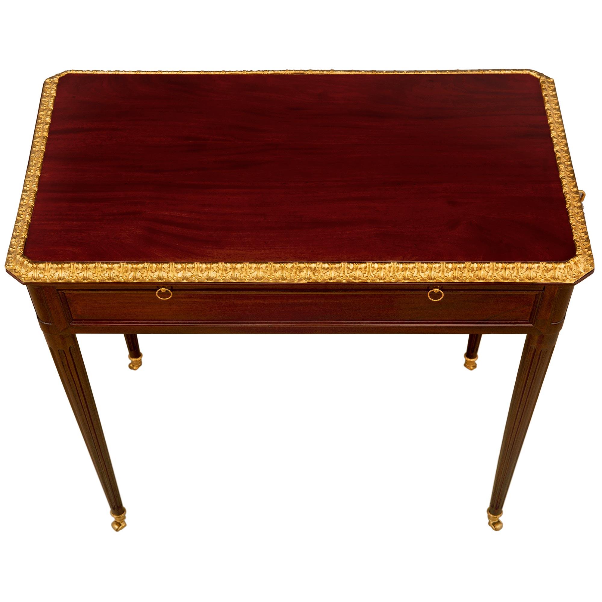 French 18th Century Louis XVI Period Mahogany and Ormolu Side Table / Desk For Sale 6