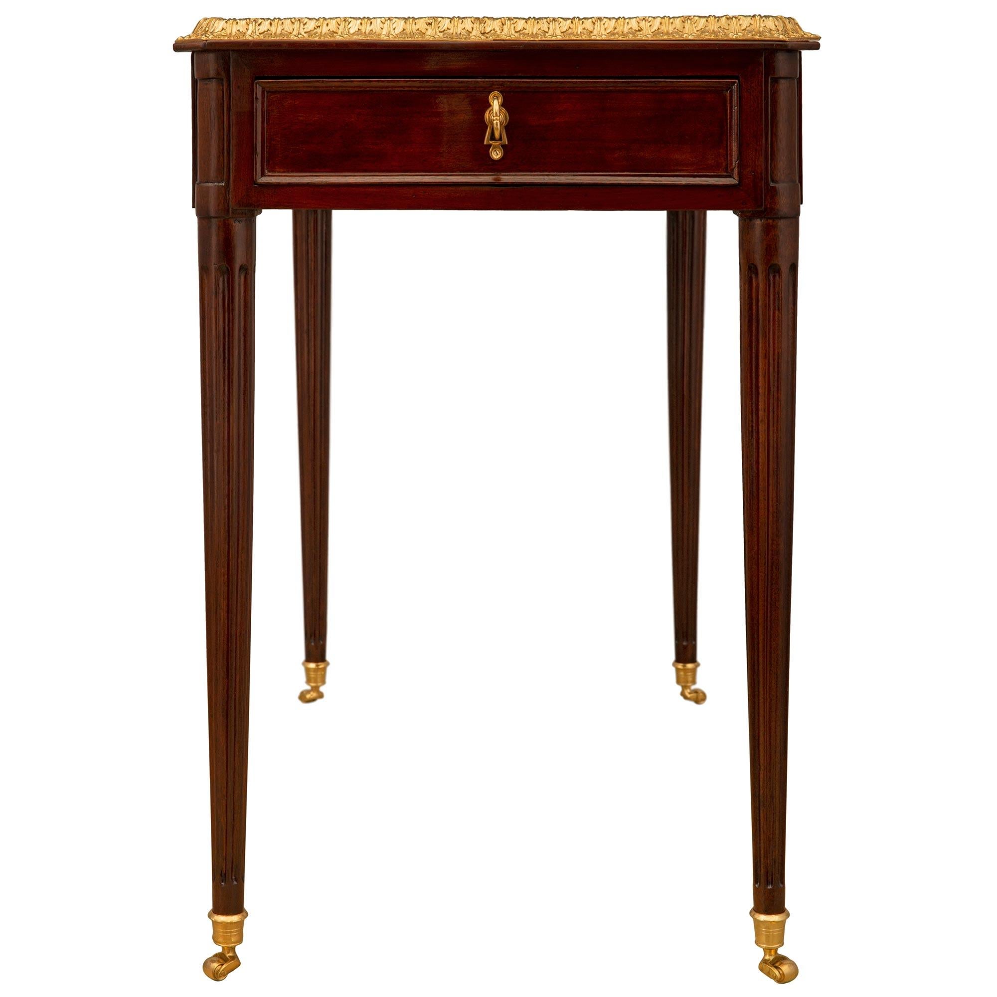 French 18th Century Louis XVI Period Mahogany and Ormolu Side Table / Desk For Sale 1