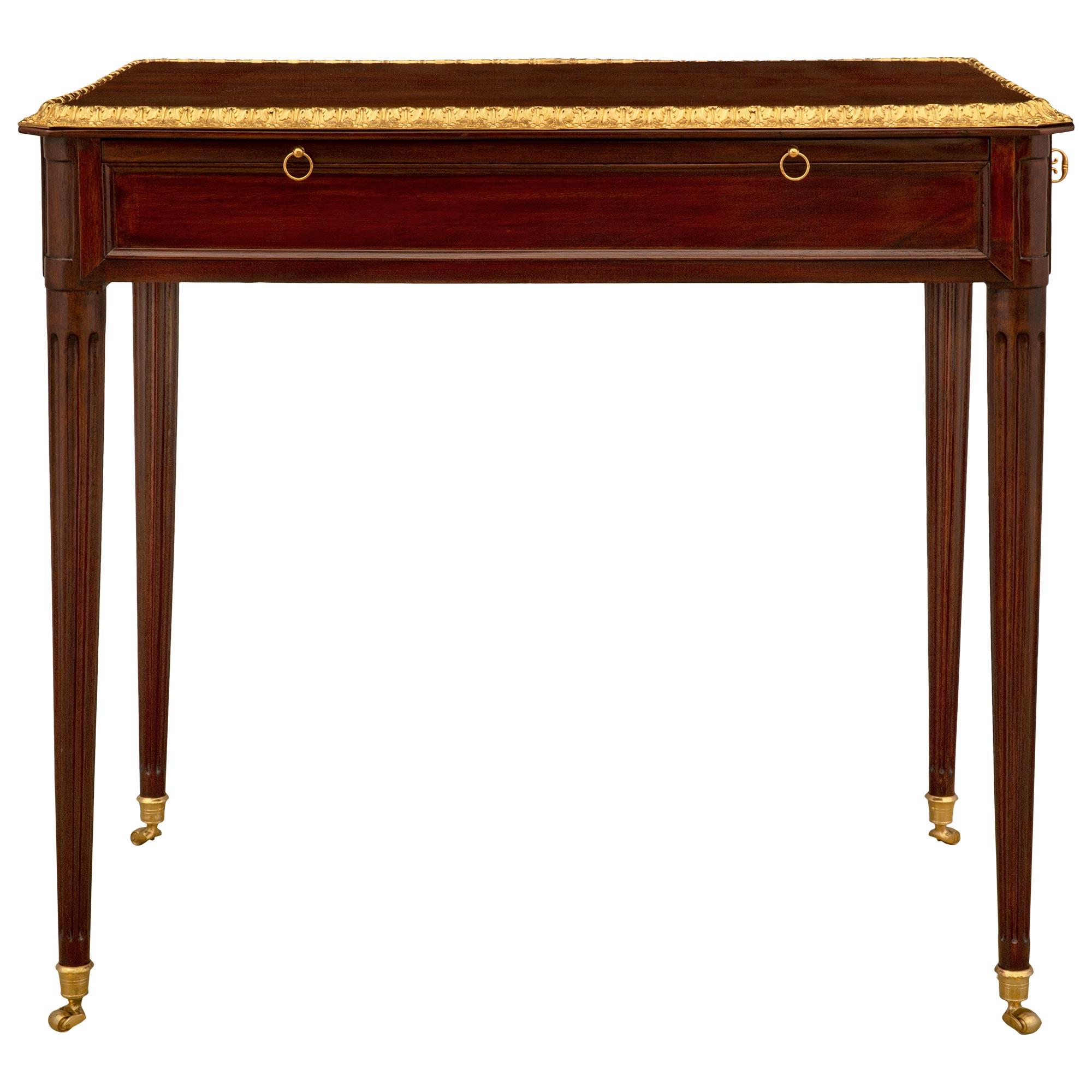 French 18th Century Louis XVI Period Mahogany and Ormolu Side Table / Desk For Sale