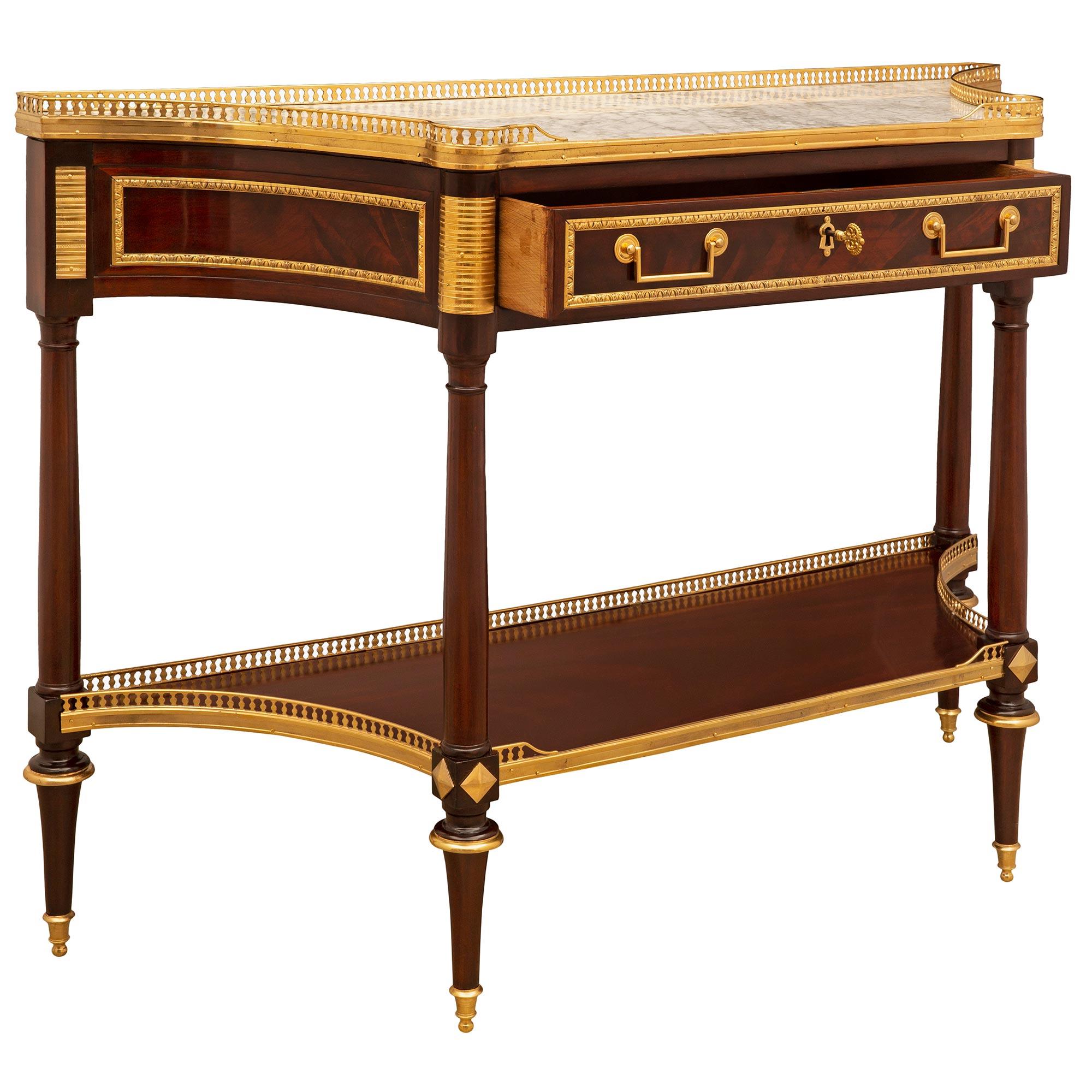 18th Century and Earlier French 18th Century Louis XVI Period Mahogany, Ormolu And Marble Console