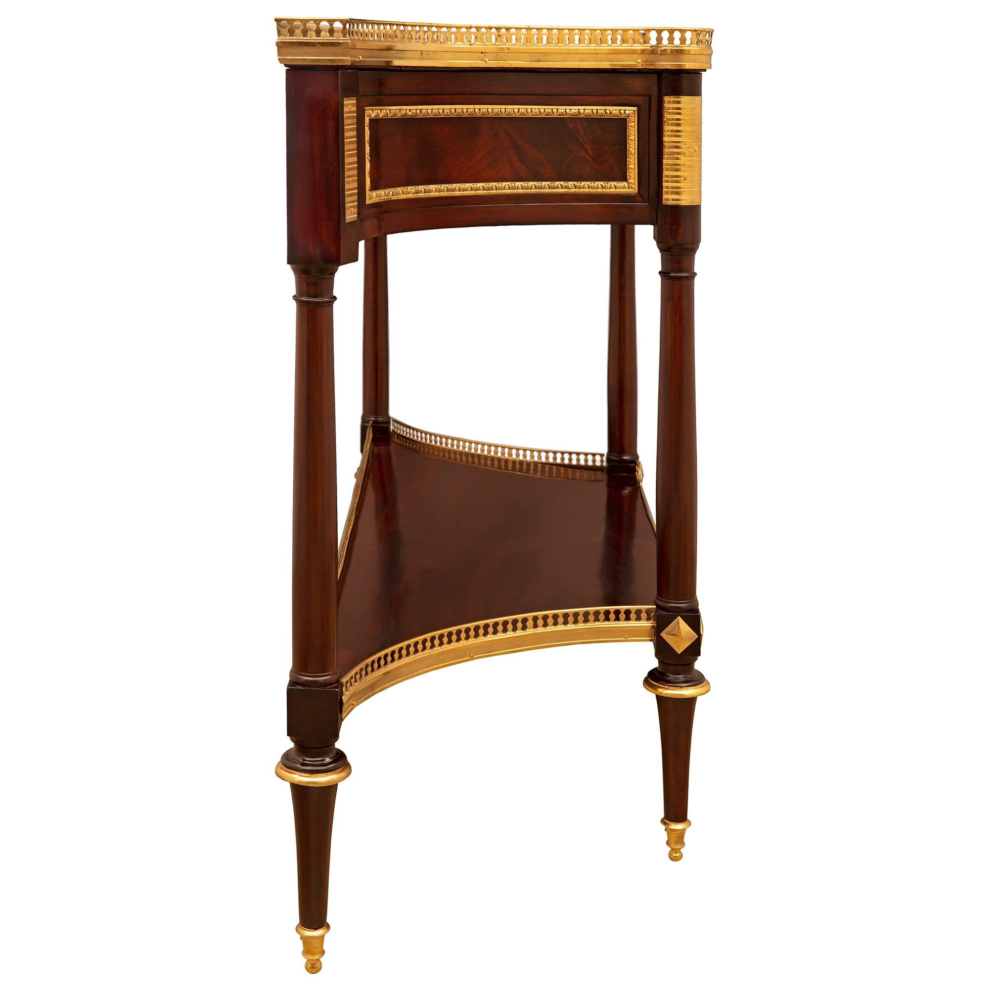 French 18th Century Louis XVI Period Mahogany, Ormolu And Marble Console 1