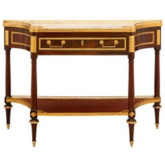 French 18th Century Louis XVI Period Mahogany, Ormolu And Marble Console