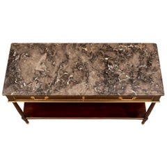 French 18th Century Louis XVI Period Mahogany, Ormolu and Marble Dessert Console