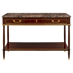 French 18th Century Louis XVI Period Mahogany, Ormolu and Marble Dessert Console
