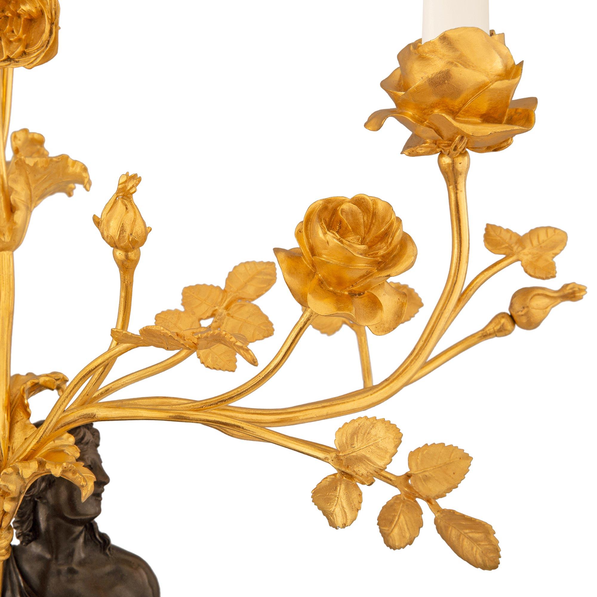 Fino al XVIII secolo Candelabri francesi del XVIII secolo di epoca Luigi XVI in marmo, Ormolu e bronzo in vendita