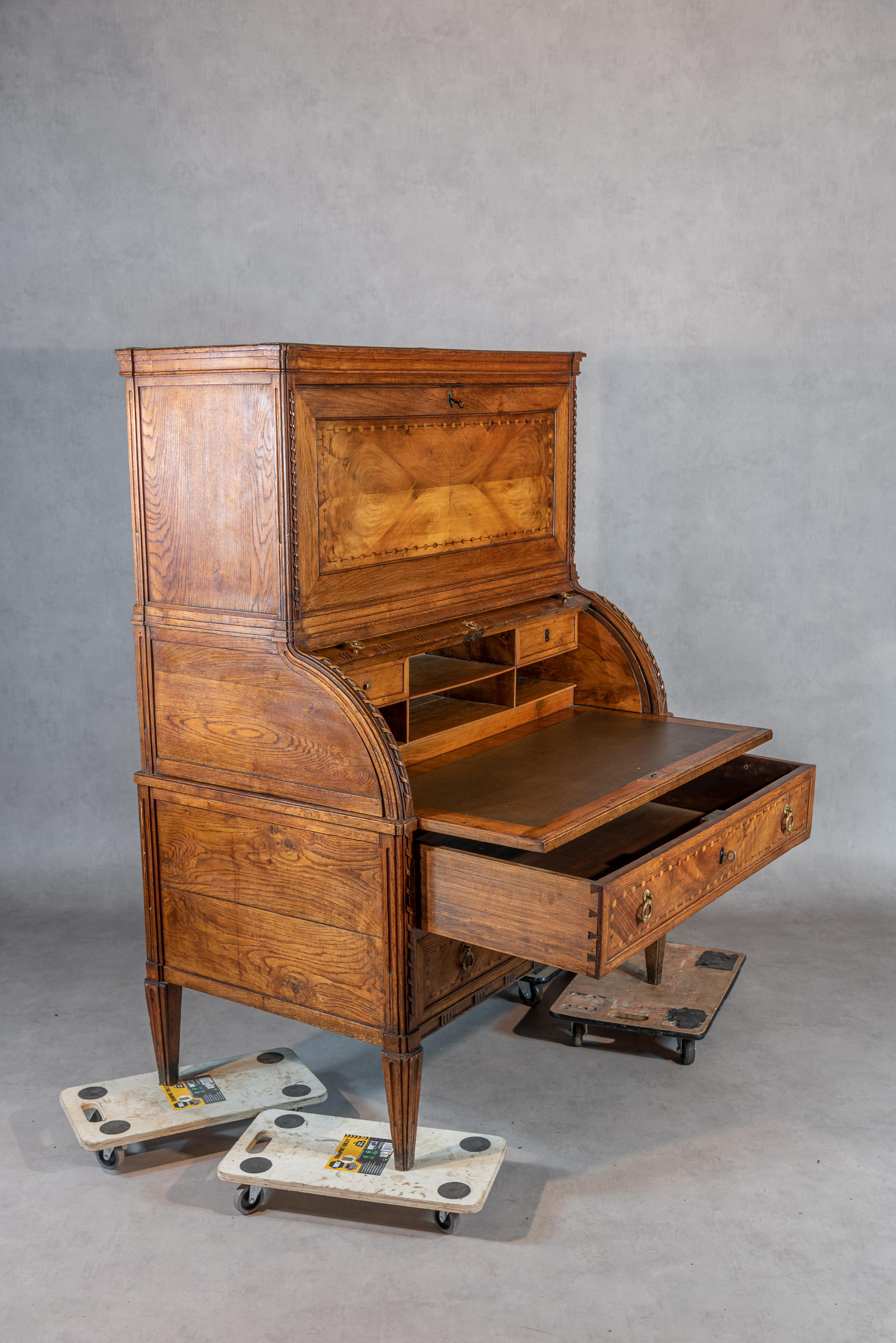18th Century and Earlier French 18th Century Louis XVI Period Marquetry Desk For Sale
