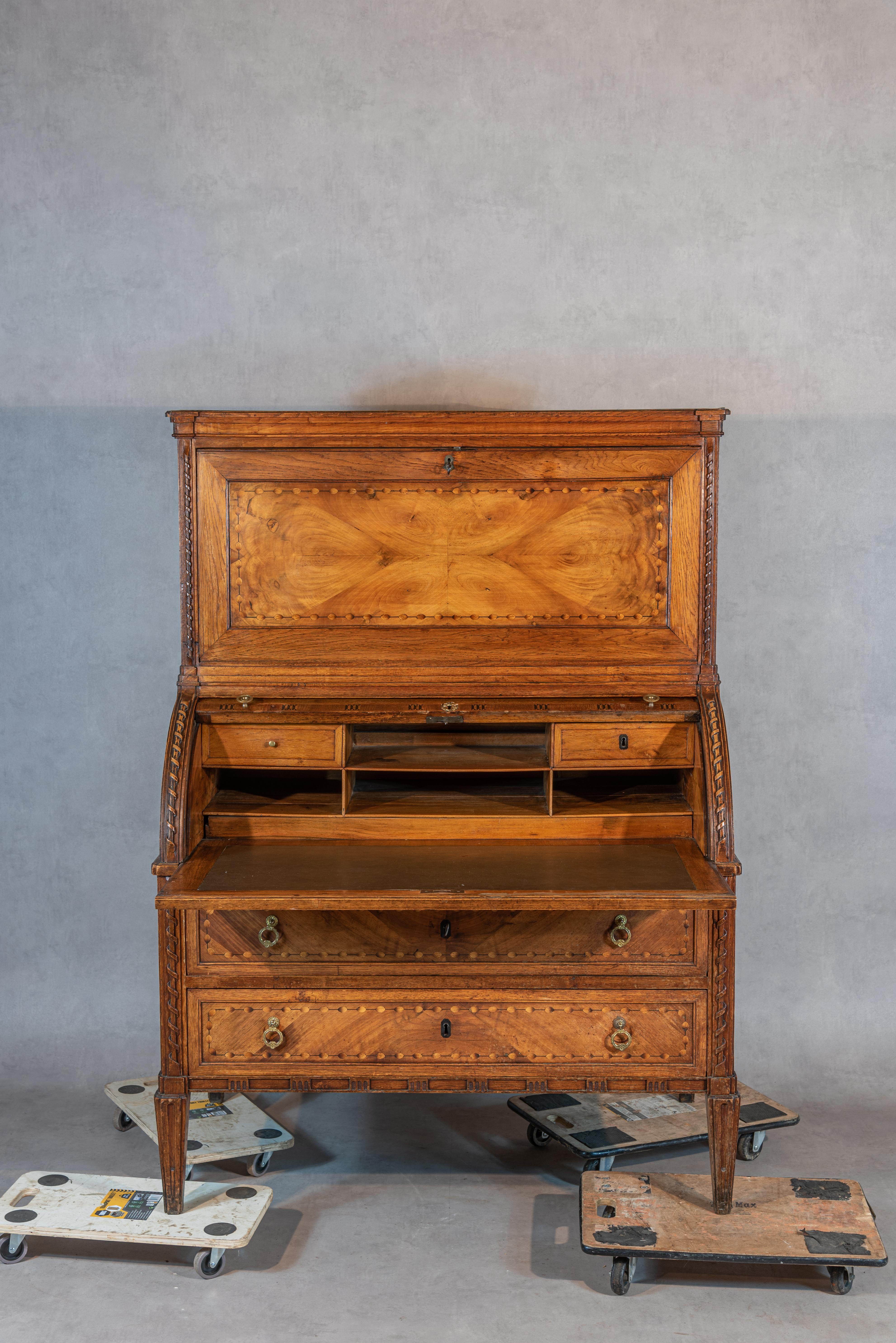 Ormolu French 18th Century Louis XVI Period Marquetry Desk For Sale