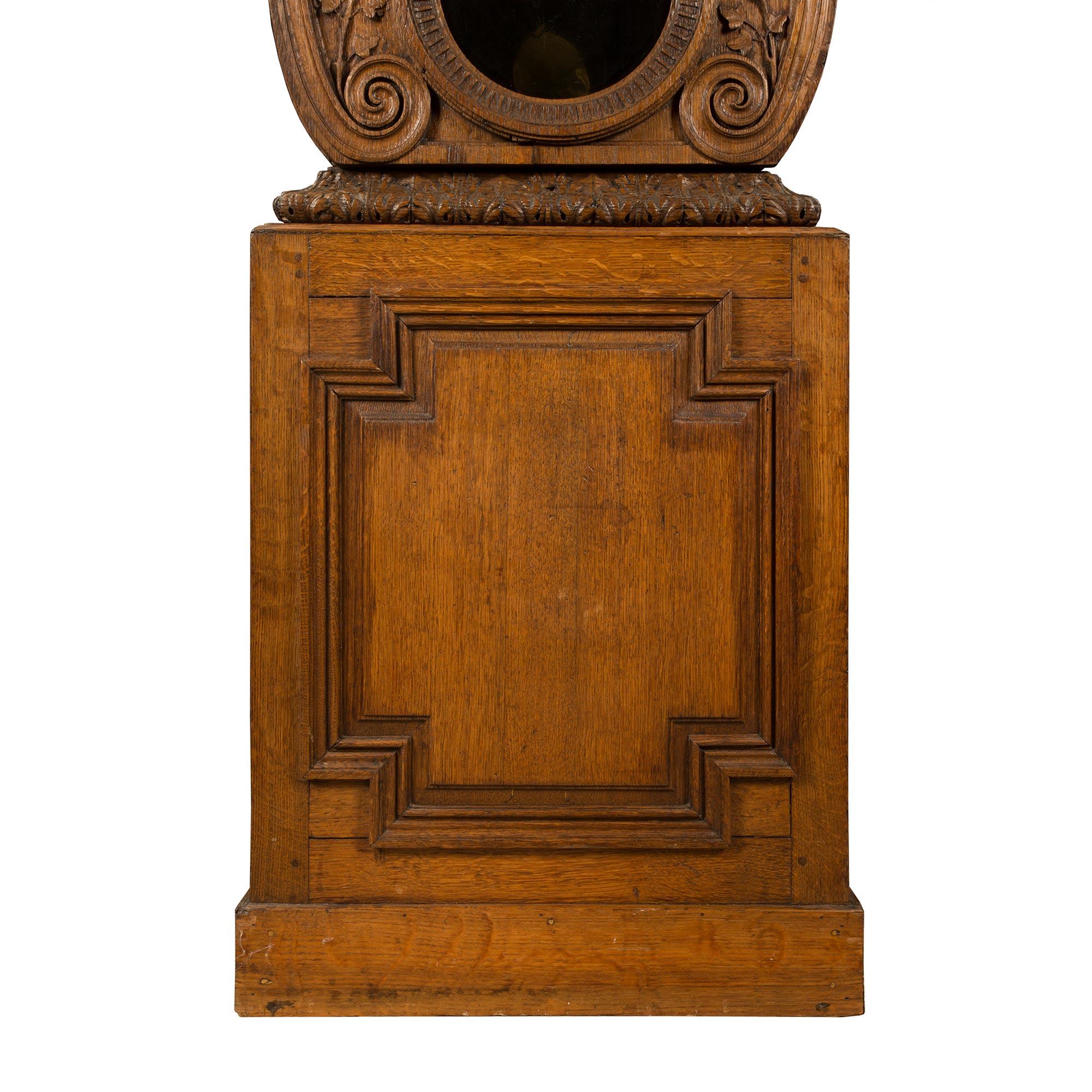 French 18th Century Louis XVI Period Oak Grandfather Clock For Sale 5