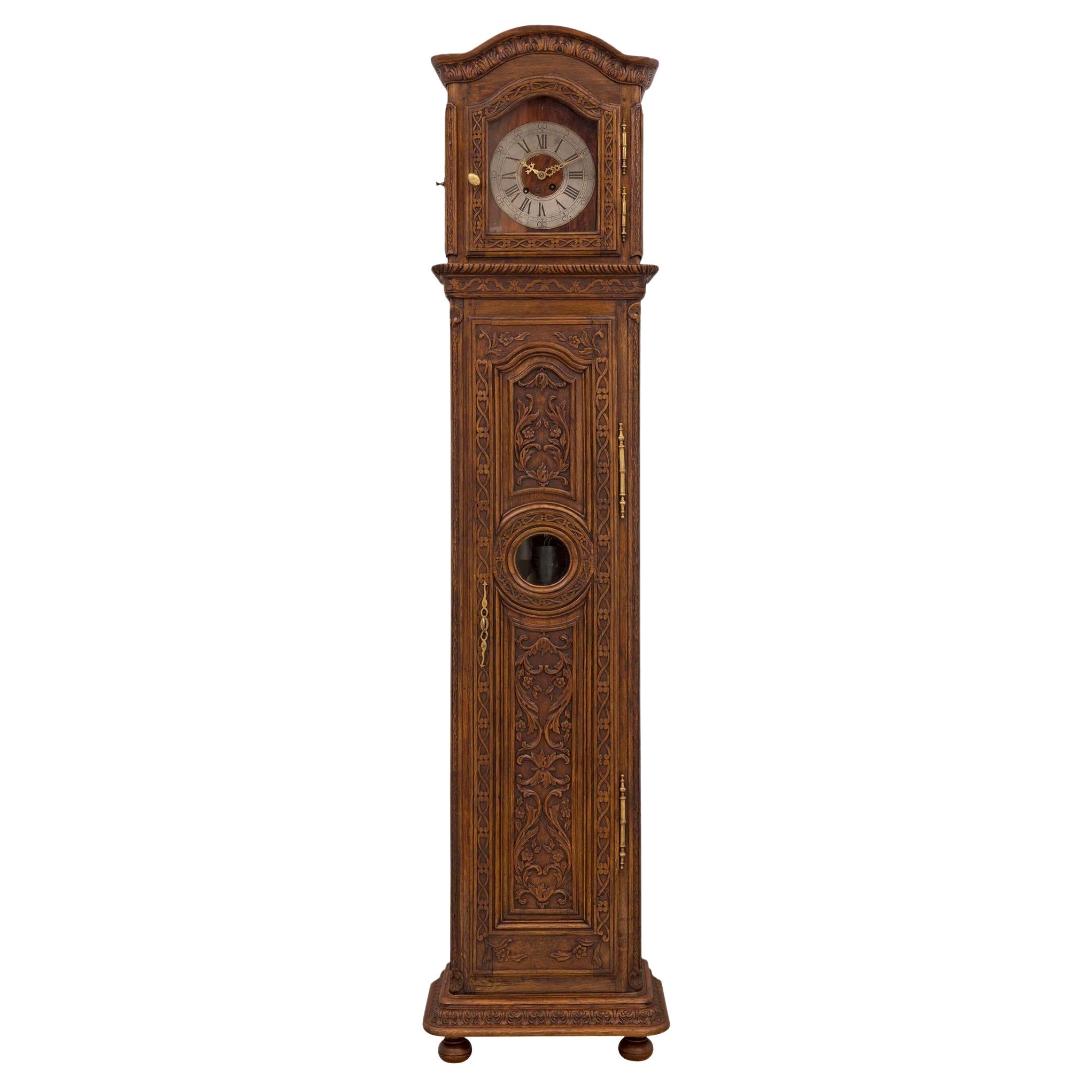 French 18th Century Louis XVI Period Oak Grandfather Clock