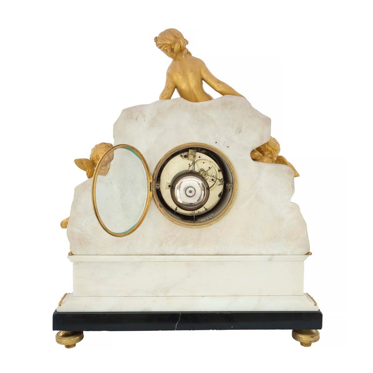 French 18th Century Louis XVI Period Ormolu and Marble Clock, Signed Déliau In Good Condition For Sale In West Palm Beach, FL