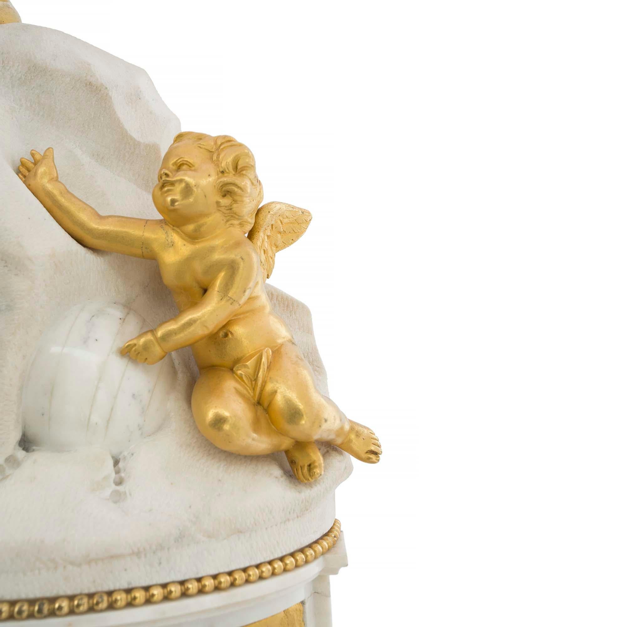 French 18th Century Louis XVI Period Ormolu and Marble Clock, Signed Déliau For Sale 2