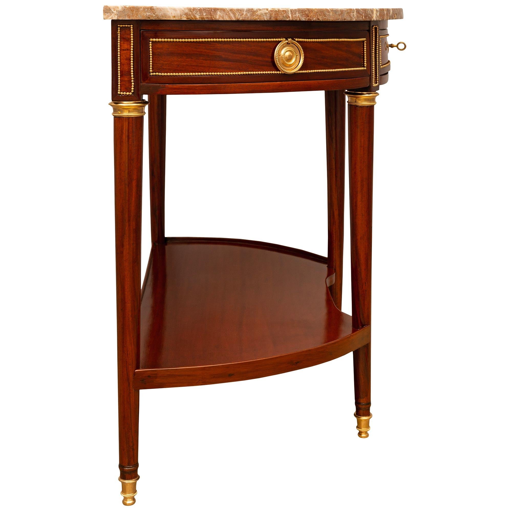 French 18th Century Louis XVI Period Ormolu, Mahogany, And Marble Console For Sale 2