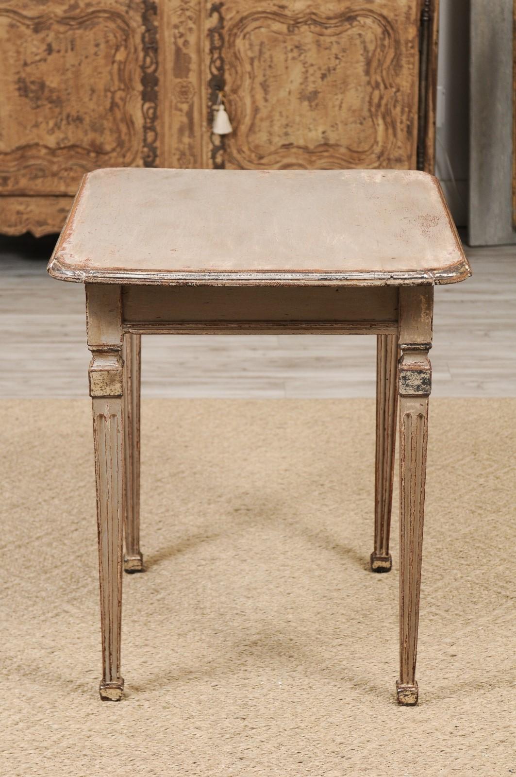 French 18th Century Louis XVI Period Painted Wood Side Table with Single Drawer In Good Condition In Atlanta, GA