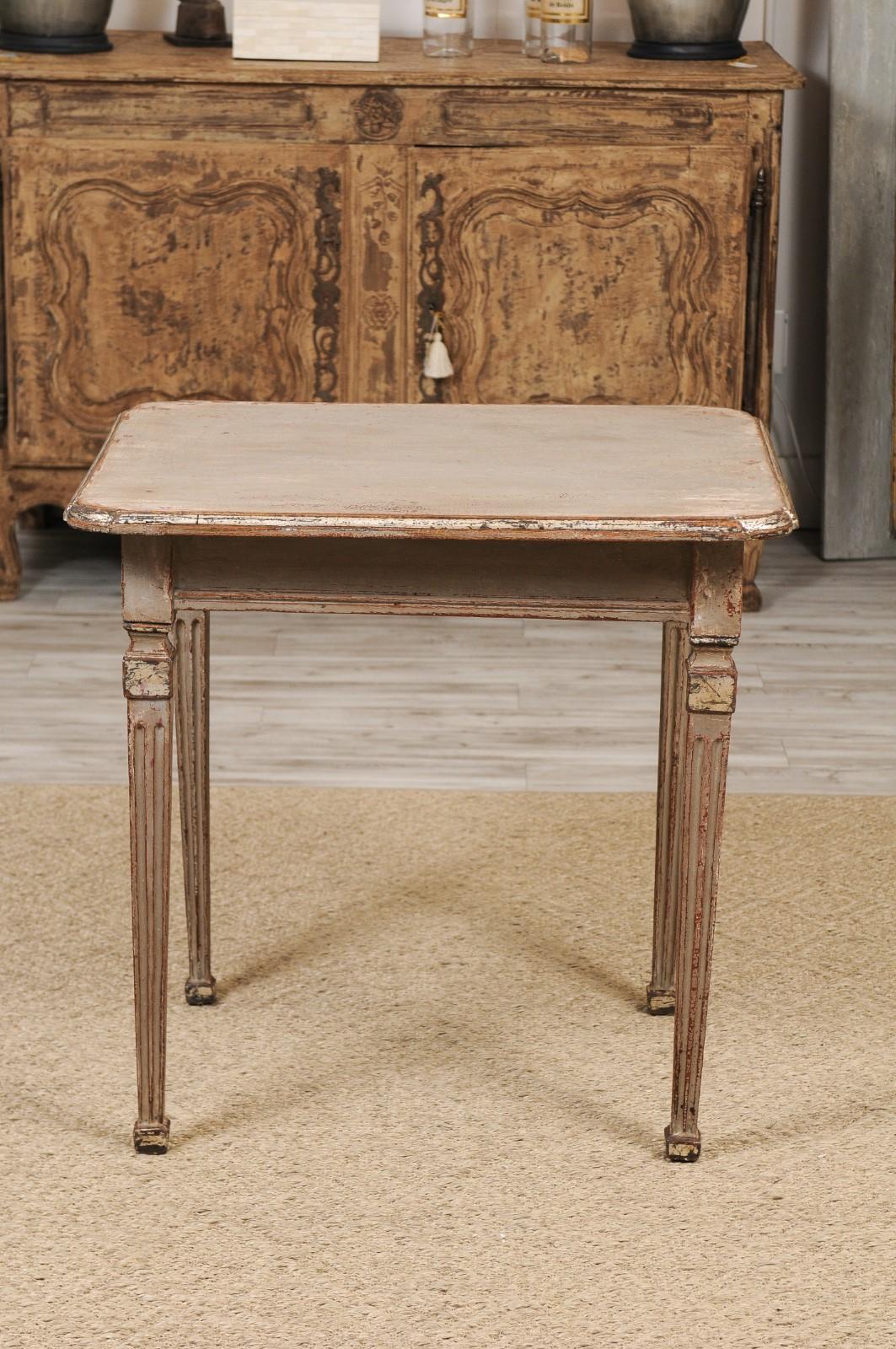 18th Century and Earlier French 18th Century Louis XVI Period Painted Wood Side Table with Single Drawer