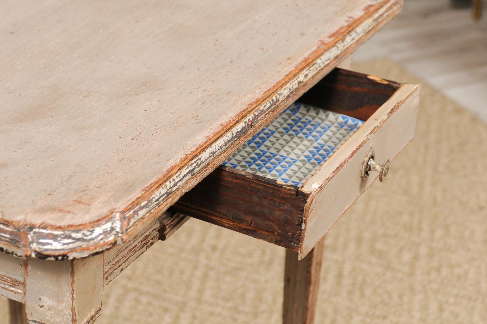 French 18th Century Louis XVI Period Painted Wood Side Table with Single Drawer 3