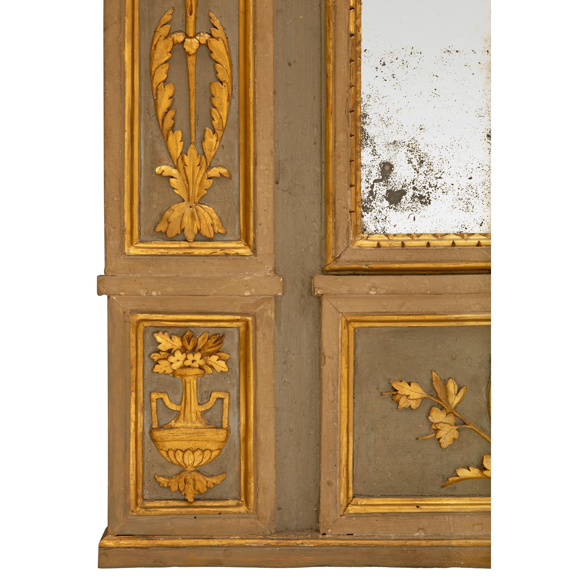 French 18th Century Louis XVI Period Patinated and Giltwood Trumeau For Sale 4