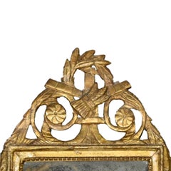 French 18th Century Louis XVI Period Patinated Green and Gilt Mirror