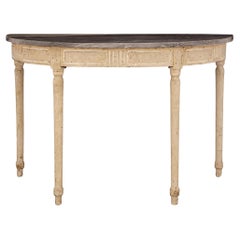 French 18th Century Louis XVI Period Patinated Wood and Marble Console