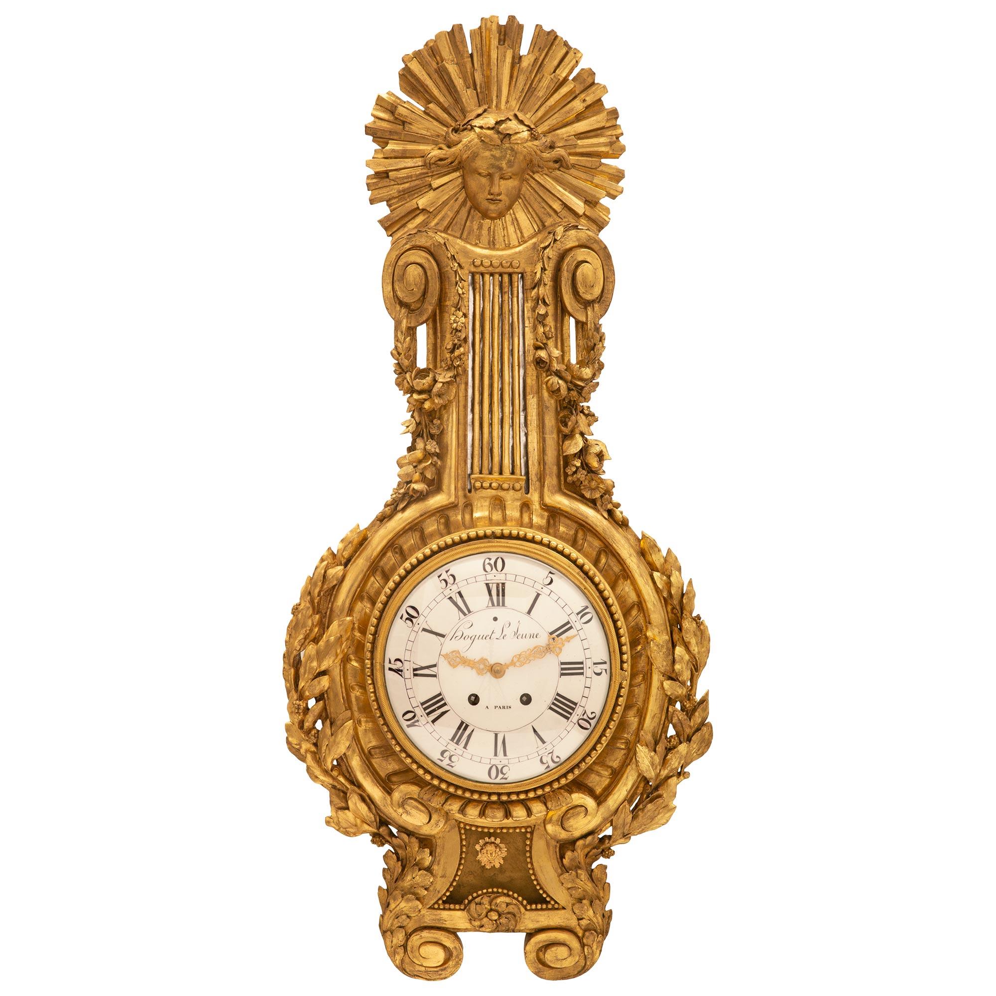 French 18th Century Louis XVI Period Wall Mounted Clock Signed Boguet Le Jeune For Sale 4