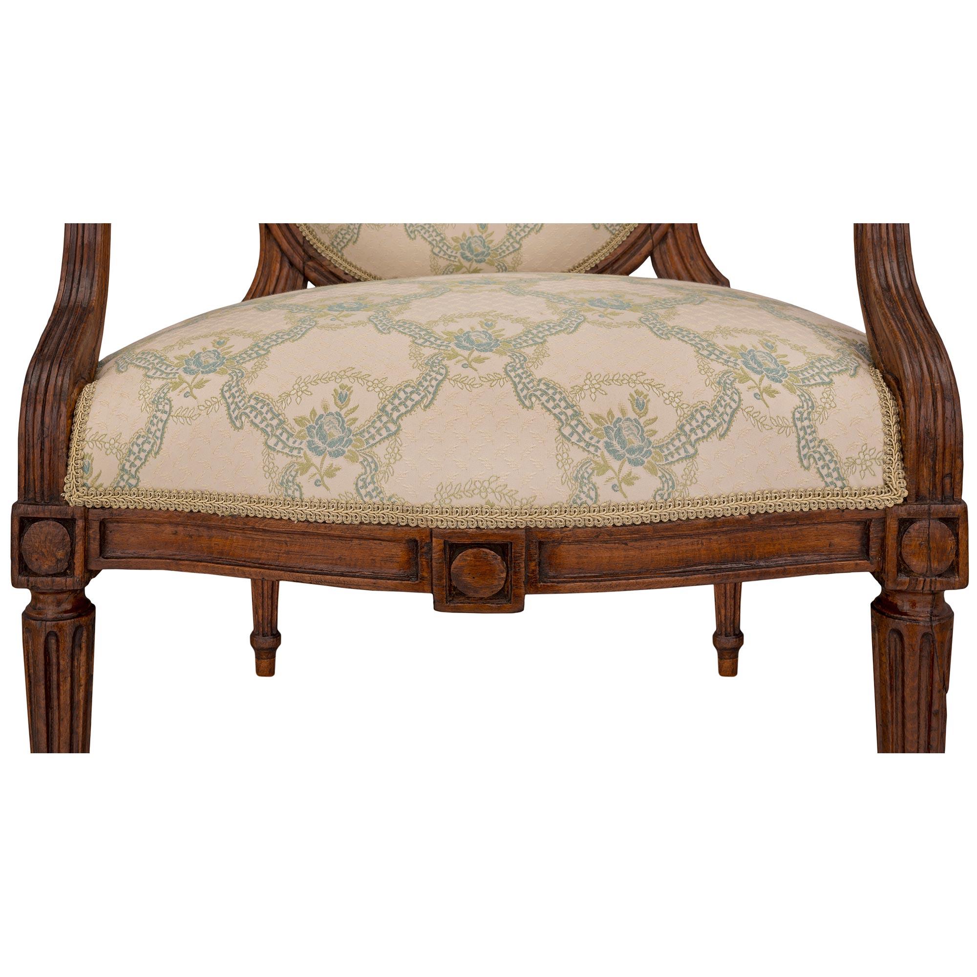 French 18th Century Louis XVI Period Walnut Armchair, circa 1760 For Sale 3