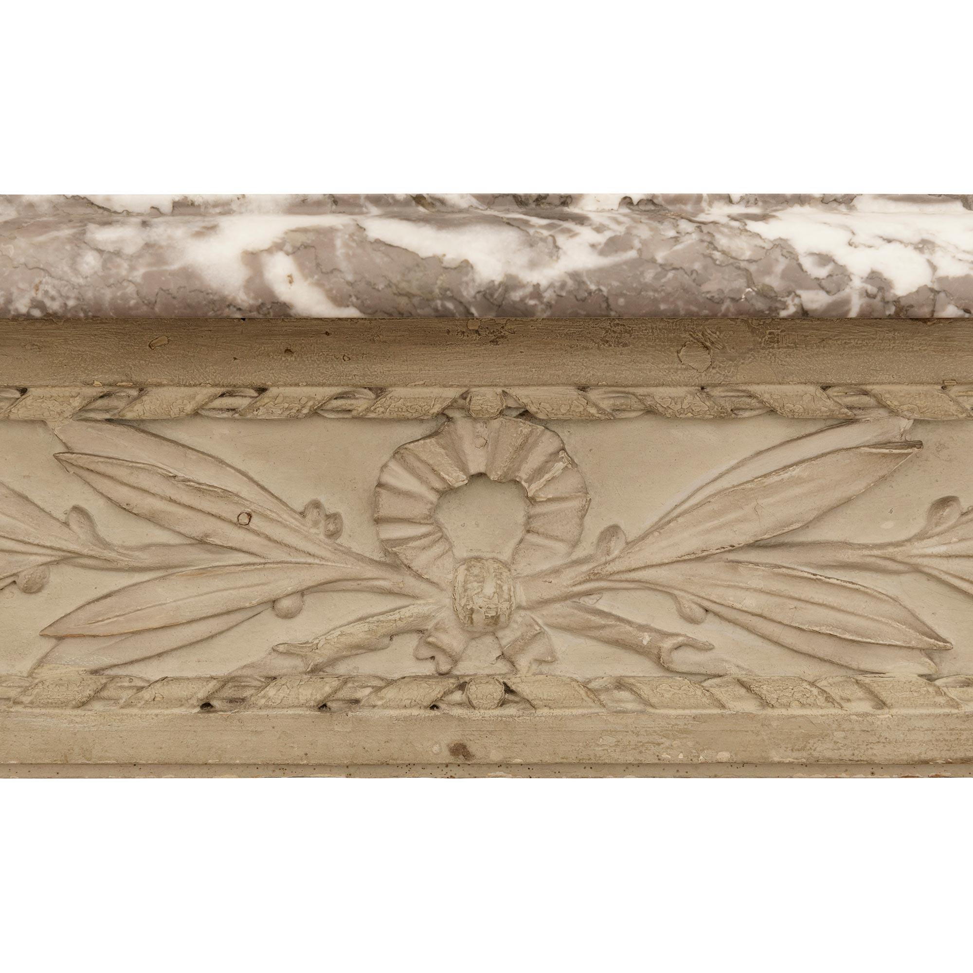 Marmo Consolle francese del XVIII secolo di epoca Luigi XVI in legno e marmo Gris St. Anne in vendita