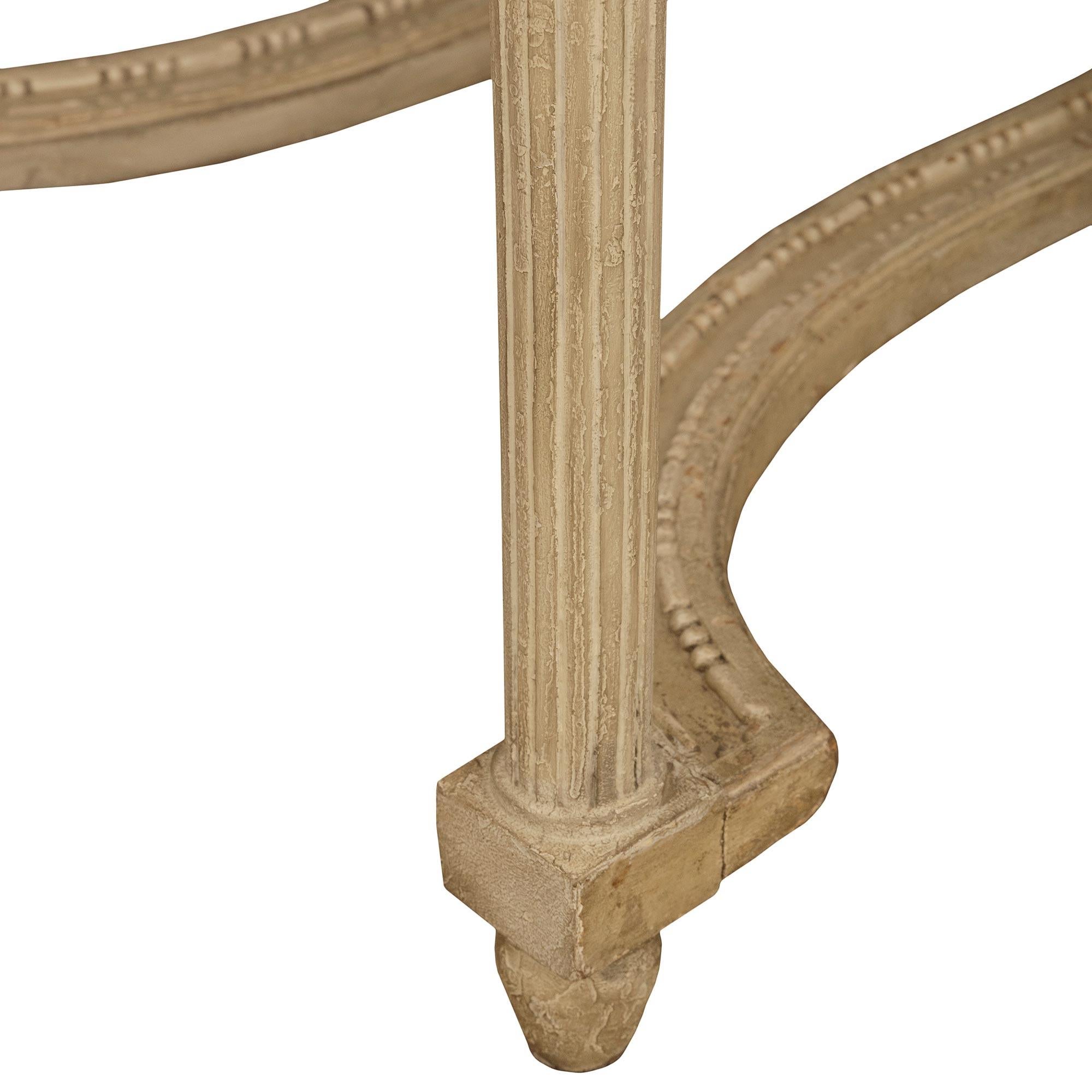 Consolle francese del XVIII secolo di epoca Luigi XVI in legno e marmo Gris St. Anne in vendita 2