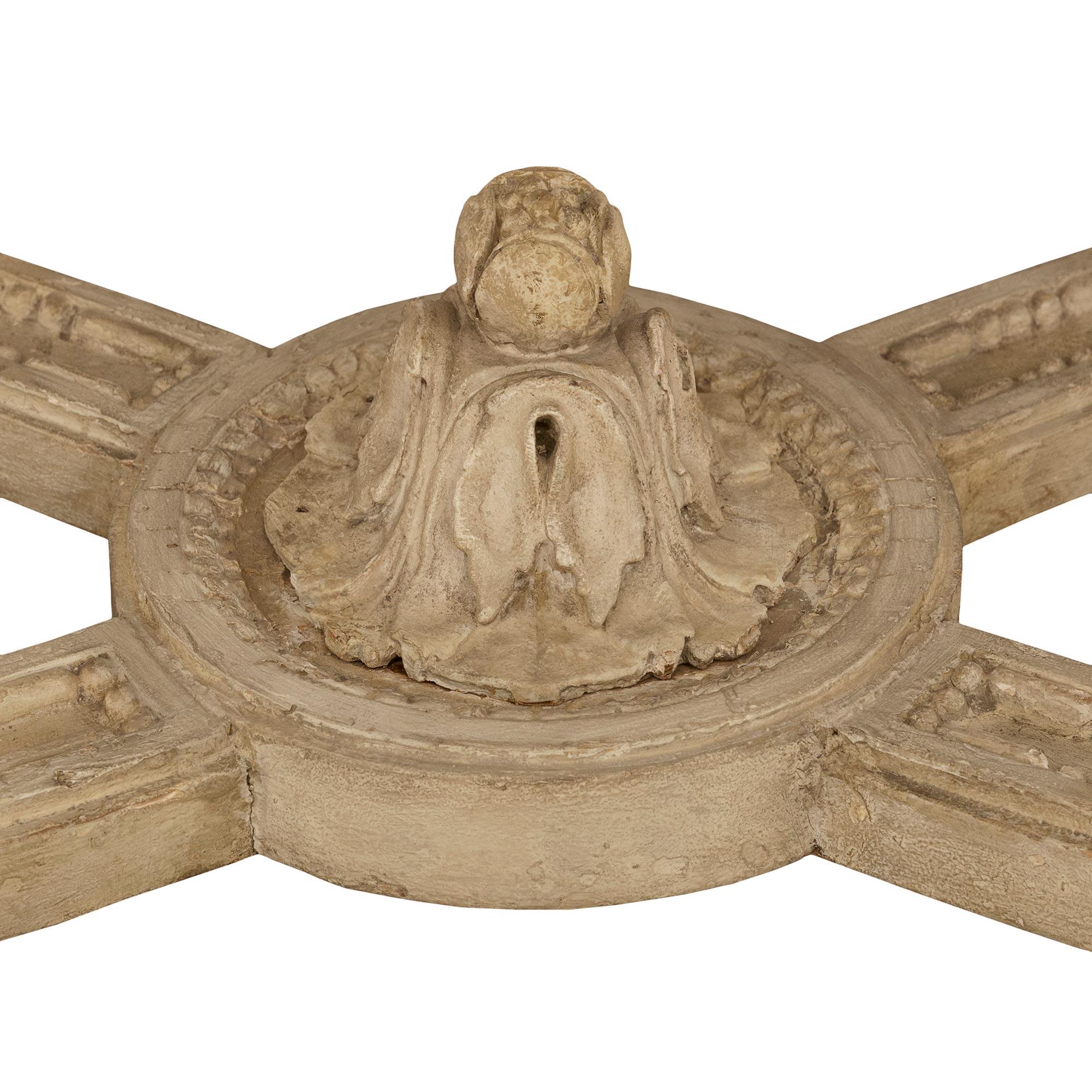 Consolle francese del XVIII secolo di epoca Luigi XVI in legno e marmo Gris St. Anne in vendita 3