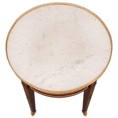 French 18th Century Louis XVI Style Mahogany and Carrara Marble Side Table
